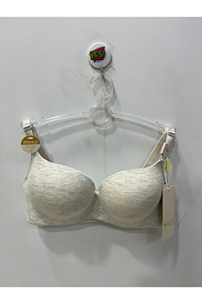 Belvü Γυναικείο σουτιέν με διπλή υποστήριξη από χτενισμένο βαμβάκι μελανζέ γκρι