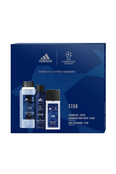 adidas Set Cadou Barbati Uefa Star, Deodorant Spray 75 ml, Deodorant 150 ml, ...