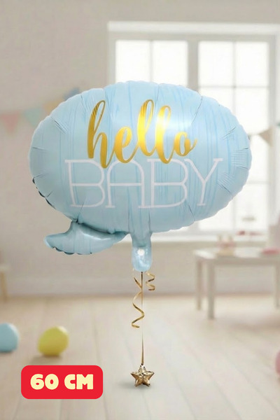 Baloncu Dede Blue Hello Baby Written Foil Balloon Baby Shower Gender Reveal Party Ornament Hospital