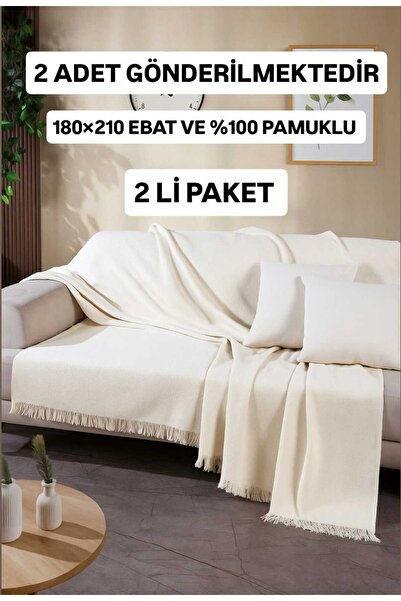 Loova 2 Adet koltuk örtüsü %100 pamuklu 180*210 ebat saçaklı ekonomik paket buldan dokuması