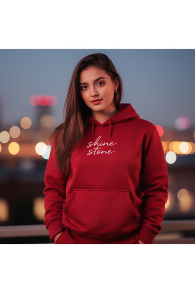 Shine Stone Women's 3 Thread Combed Cotton Fabric K Hooded Sweatshirt