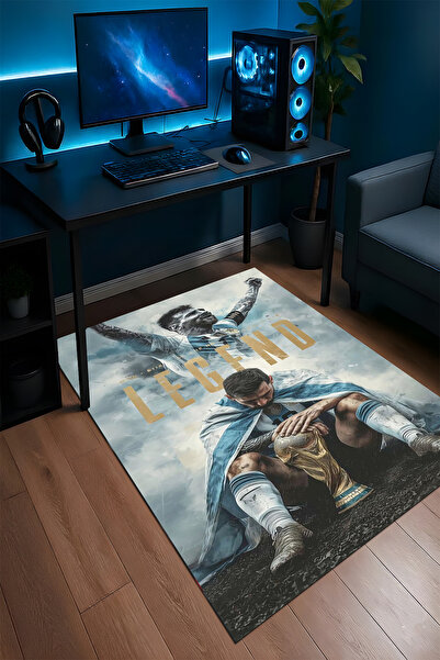Halura Lionel MESSİ Desenli Kaymaz Taban Makinede Yıkanabilir Oyuncu Gamer Ge...