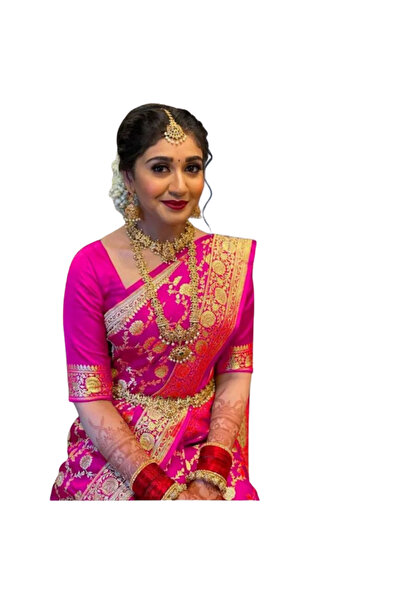 MYSMAR Pink Banarasi Silk Saree - MAF1002 | Pink