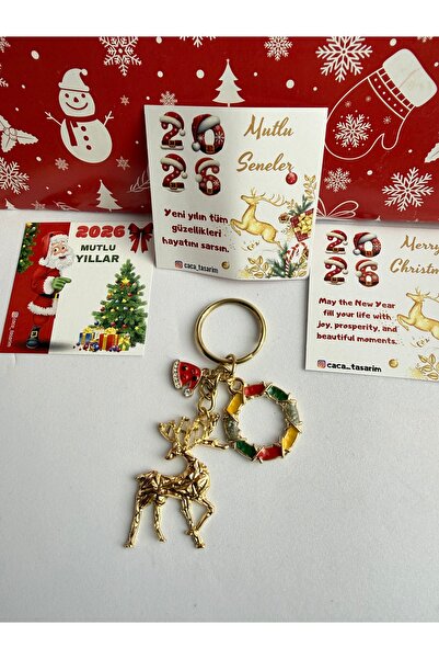 cacatasarım Ren Geyiği Metal ve Yılbaşı Figürleri Charm Anahtarlık Hediyelik ...