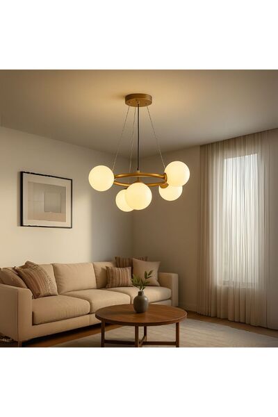 Alista Home LOFT Chamber Chandelier, 5 x G9, White Gold, Metal, Adjustable Height, Modern