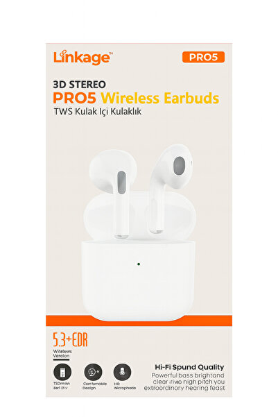 Linkage PRO5 Bluetooth 5.3 TWS Kablosuz Kulaklık – 3D Stereo, Hi-Fi Ses, Mikrofonlu