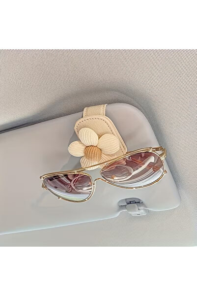 Singularis Çiçek Desenli Araç İçi Manyetik Gözlük Tutucu Klips – PU Deri Kapl...