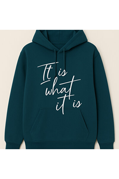 MARKATEM سويت شيرت مطبوع مصنوع من القطن بثلاث خيوط مع جيب كنغر وغطاء للرأس