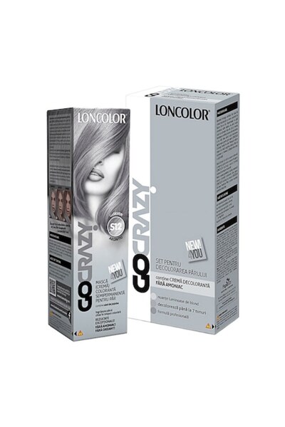 Loncolor Set GoCrazy: Cremă colorantă semipermanentă pentru păr S12 GoSilver ...