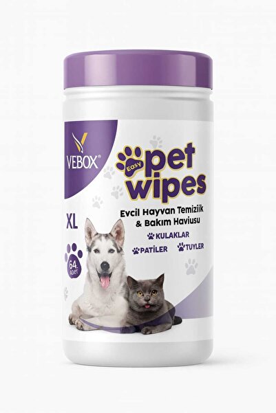 VEBOX Easy Pet Wipes Islak Kova Havlu Mendil 64 Adet Evcil Hayvan Temizlik Havlusu