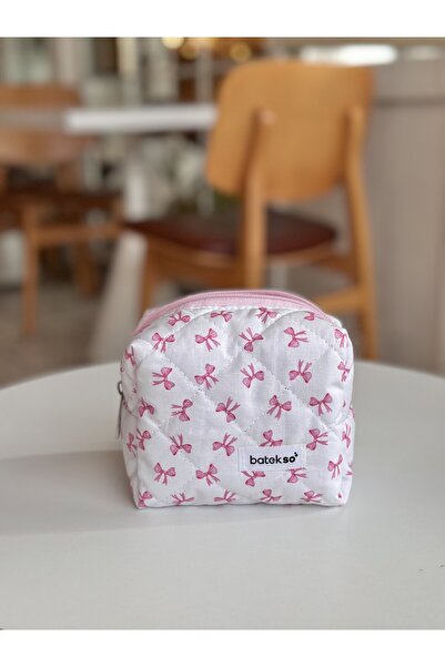 Batekso Mini Ribbon Patterned Makeup Bag - Small Size