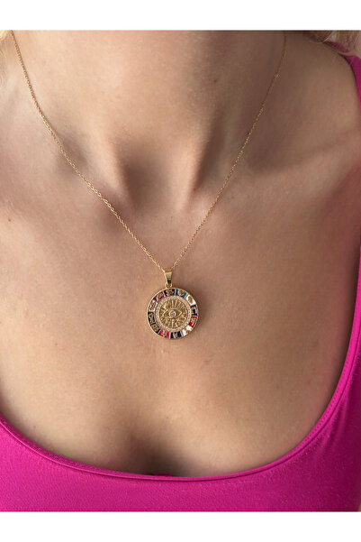 BİJUKO TAKI Stilinizi Parlatın قلادة ميدالية مزخرفة على شكل عين سحرية، لون ذه...