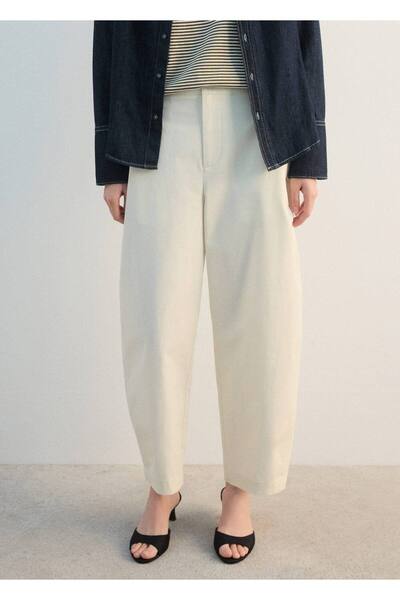 MANGO Woman Düz kesim pamuklu pantolon