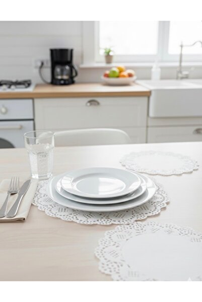 abnturk 50 adet 30 cm Çaplı Şık Dantel Görünümlü Kağıt Servis / Sunum Altlığı...