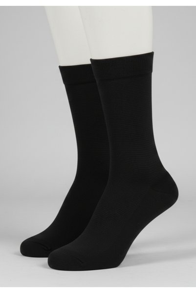balkonda Men's Socks 2-Pack Jacquard Bamboo Long Stitch-Free Soft Stretchy Navy Blue & Black - Paris Socks