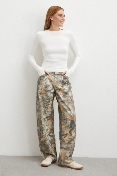 Never more Blugi Boyfriend Premium cu model, bej