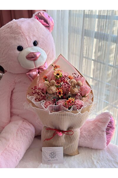 Ahsen Collection Pembe 2 li otantik buket set