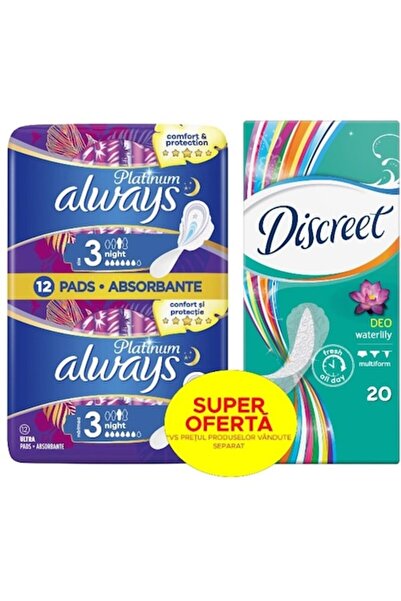 Always Set 3 x Platinum Night (12 pcs) + Discreet Waterlily (20 pcs)