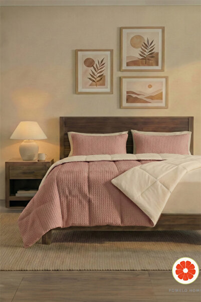 POMELO HOME %100 Pamuk Waffle Uyku Seti | Yorgan + 1 Yastık Kılıfı + Çarşaf |...