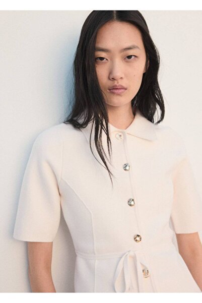 MANGO Woman Shirt Collar Knitwear Jacket