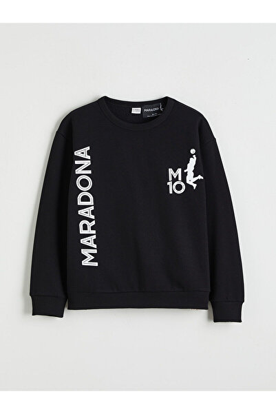LC Waikiki Maradona negru cu imprimeu pentru băieți, gros, tricou