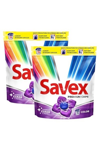 SAVEX Set Capsule Detergent Super Caps Color, 2 Bucati x 15 Capsule