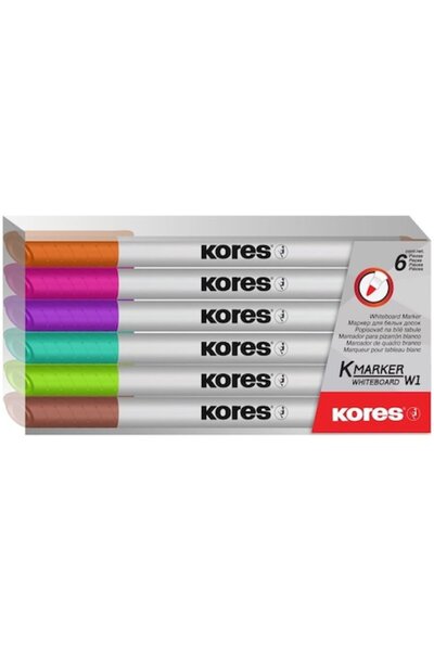 kores Set de markere subțiri pentru tablă albă, 6 bucăți