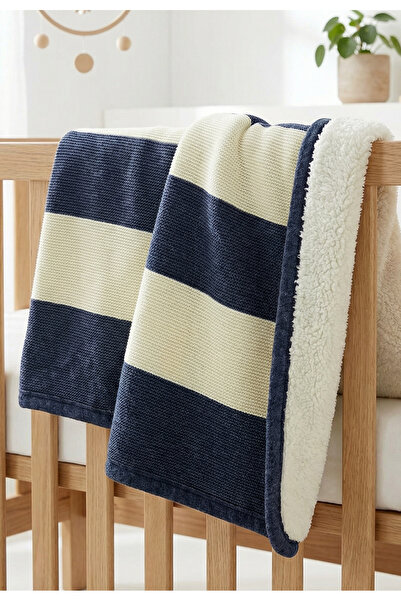 Tuabella Plush Inside Baby Blanket 80X90 cm Double-Sided Knitted Blanket