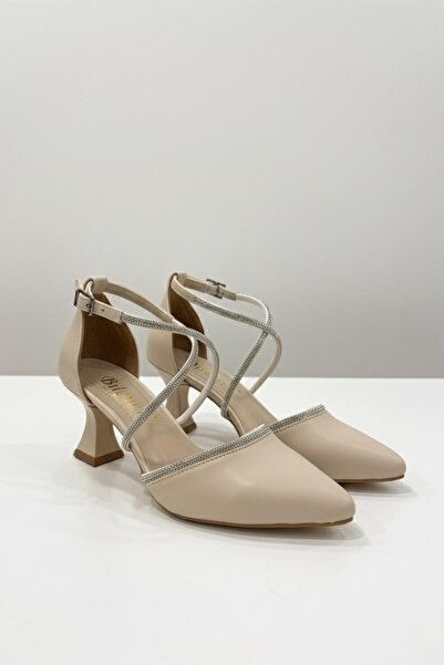 Papuçsepeti Papuç Sepeti 4845 Pantofi de damă cu toc de 6 cm Stone & Skin