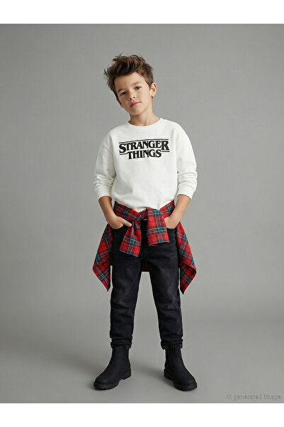 LC Waikiki Two Mt Shop Quality Lcw Kids White Stranger Things Printed Boys' S...