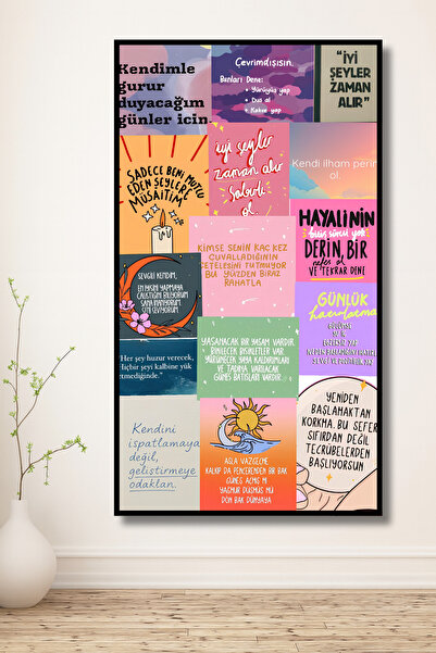 ERUMAR HOME Pozitif Motivasyon Yazıları Tasarımsal Dekoratif Duvar Tablosu AH...
