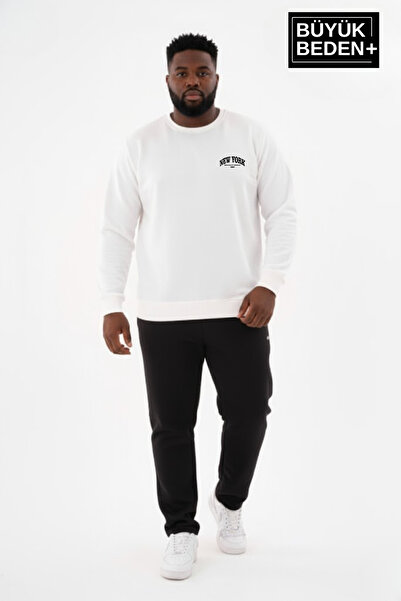 Superlife Men's Plus Size New York Printed Bisilet Collar Slim Sweatshirt Spr...