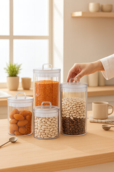 Paşabahçe 3’lü Cam Saklama Kabı Seti – Hava Geçirmez Kapaklı(1700/1400/1000ml) Şık Kavanoz Seti
