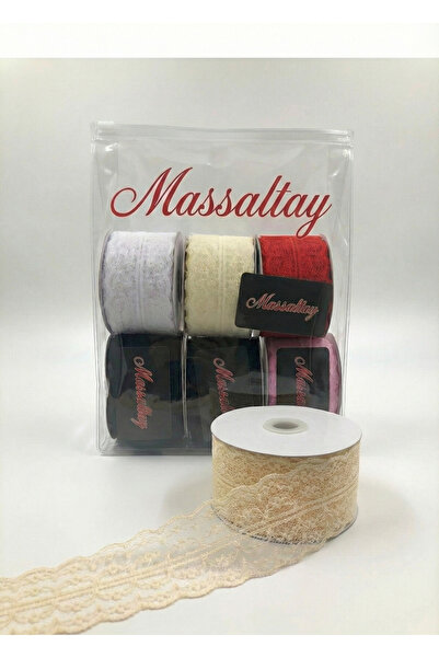 Massaltay شريط دانتيل غيبور مزدوج الطبقات بطول 25 متر، العرض: 5 سم – شريط واحد