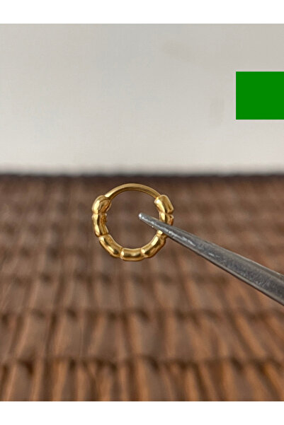 Rupen Kraft 316 L Cerrahi Çelik Mod Bone 8mm Altın Kilitli Halka Küpe Piercing