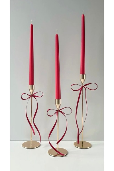 By Şirin Candle 3lü Şamdan Mumları Kırmızı ( Şamdanlıklar Yoktur Sadece Mum )