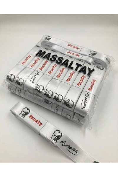 Massaltay شريط ساتان مُوقّع ومُزين بصورة أتاتورك 3 سم 10 أمتار - شريط تزيين ل...