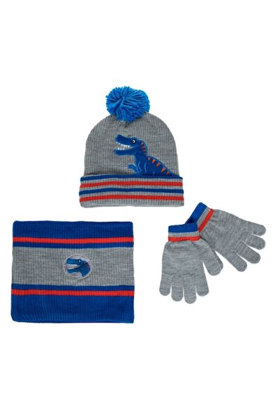 OEM Set accesorii de iarnă cu dinozaur, căciulă, eșarfă circulară și mănuși g...