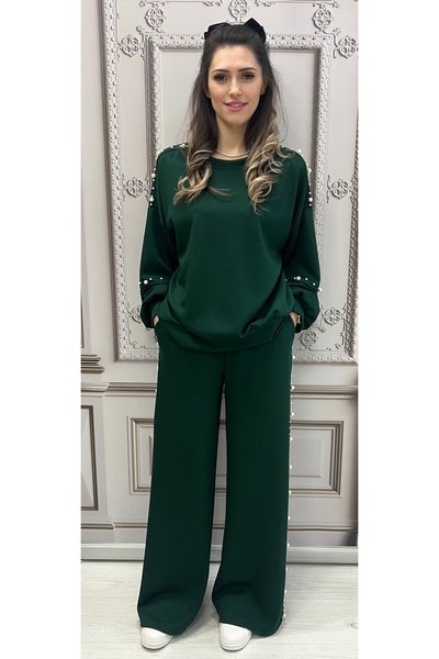 styleFlex Women's elastic viscose tracksuit with applied pearls