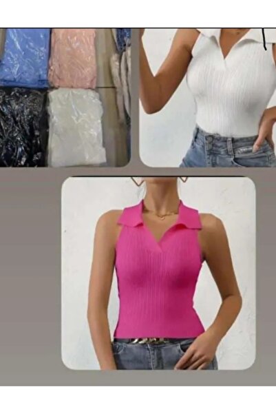 Yakamoz Kolsuz yakalı triko bluz