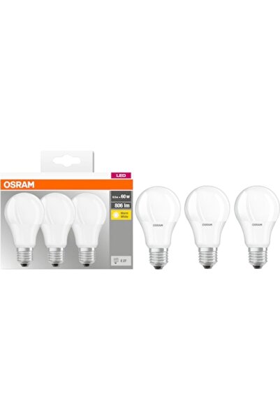 Osram Set LED 3x A60 E27 8.5W (60W) 806 lm 2700K Alb cald, Clasa energetică F