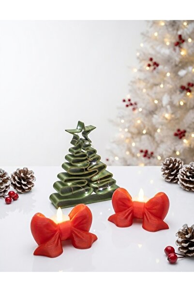 Findify Store 3’lü Yılbaşı LED Dekor Seti, Led Işıklı Çam Ağacı ve Kurdela Mu...