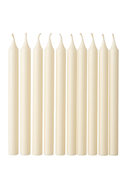 Revoon شموع عشاء بيضاء فاخرة غير معطرة - عبوة من 8 شموع، 10 بوصات، تدوم 8 ساعات، بدون دخان أو تقطير