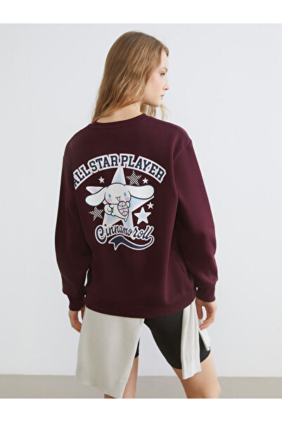 LC Waikiki Bordeaux cinnamoroll Printed women's thick sweatshirt