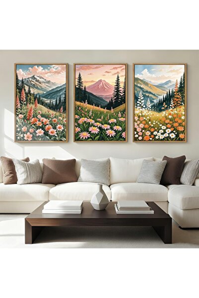 ALAYRA International مجموعة من 3 لوحات فنية تجريدية بسيطة على قماش، مقاس 40 ×...