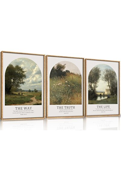 ALAYRA International مجموعة من 3 لوحات فنية تجريدية بسيطة على قماش، مقاس 40 ×...