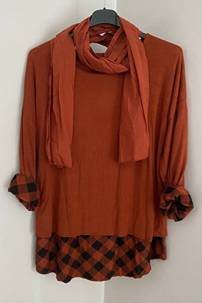 AYASOFYA OTANTIK Women's Italian Tile Round Neck Checkered Pattern Scarf-Line...