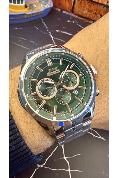 Slazenger Erkek Kol Saati – Paslanmaz Çelik Kasa – Çelik Kordon – Yeşil Kadra...