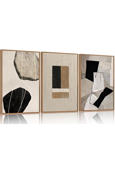 ALAYRA International مجموعة من 3 لوحات فنية تجريدية بسيطة على قماش، مقاس 40 ×...