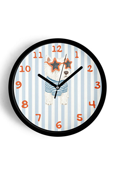 JHAAR Ceas de perete modern pentru camera copiilor cu design câine - 42cm - C...